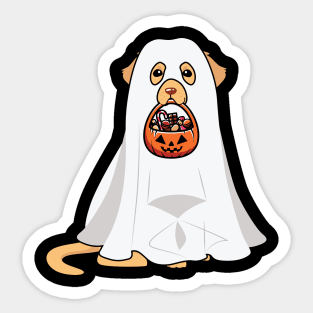 Golden Retriever Dog Ghost Halloween Pumpkin Sticker